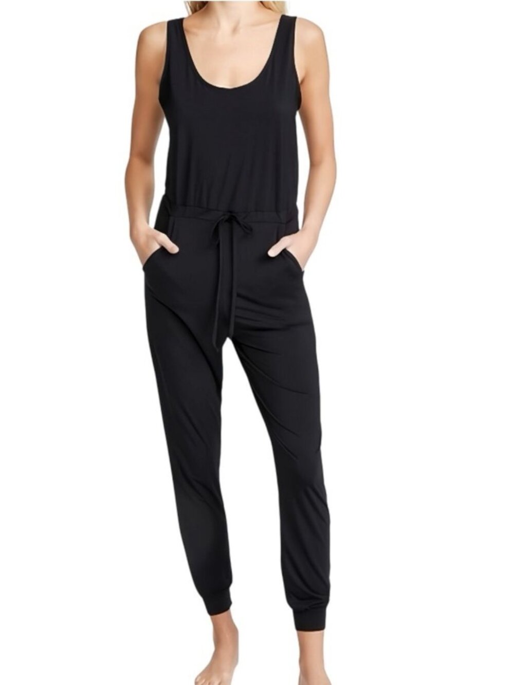Talula Black Sleeveless Jogger Jumpsuit Drawstring Waist XS